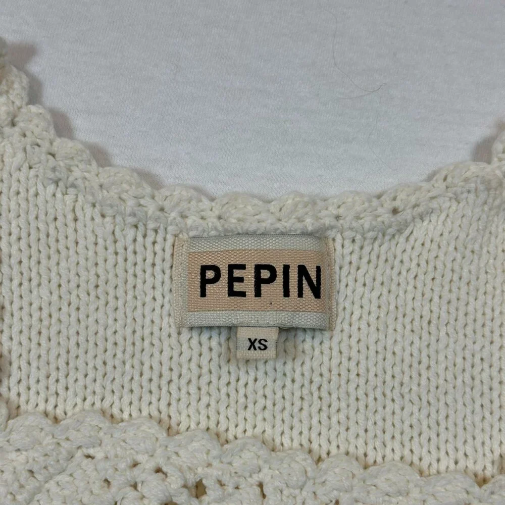 Anthropologie Pepin Women's XS Boho Crochet/Knit Sleeveless Top Ivory/Cream - Picture 7 of 8
